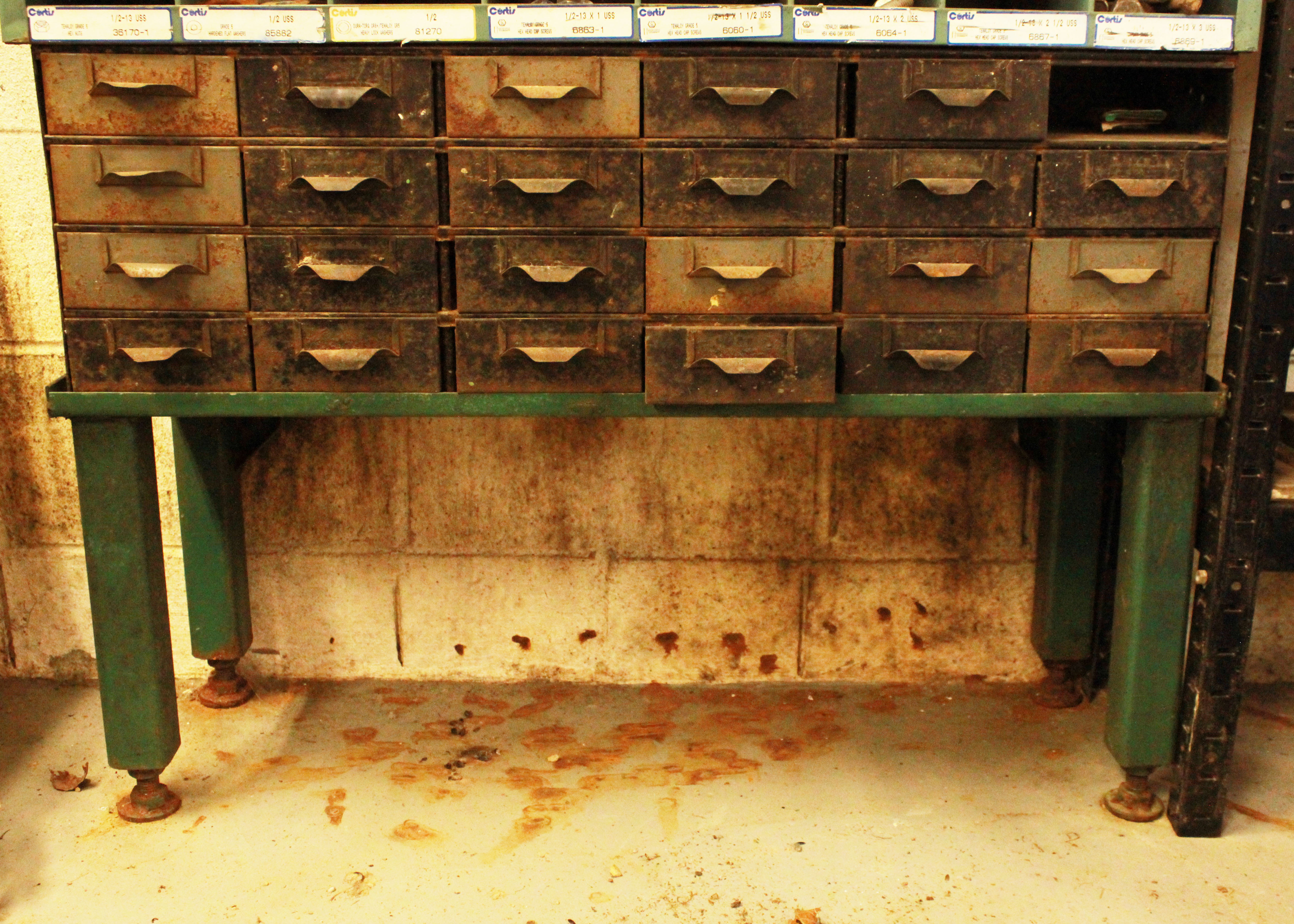 Metal Hardware Storage Drawers with Contents