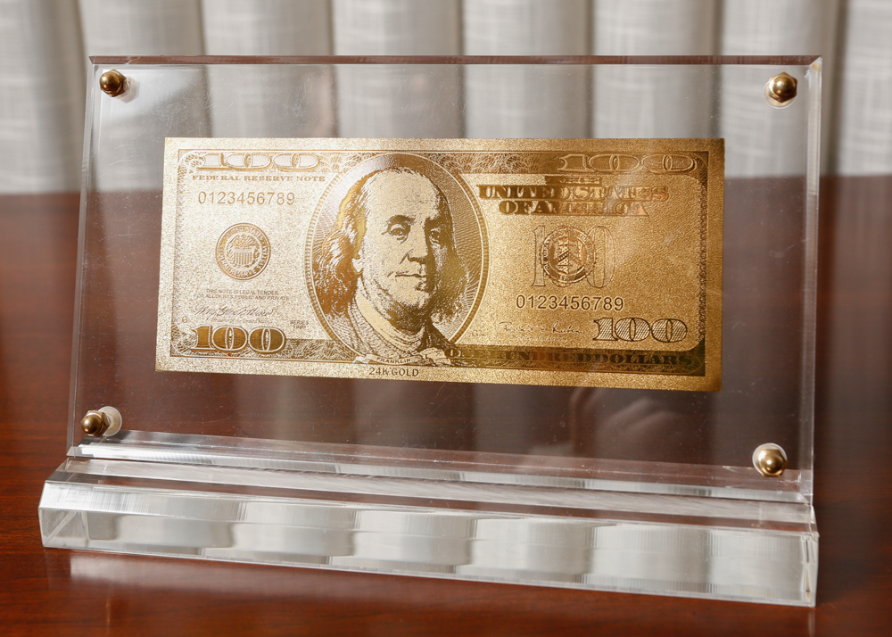 24KT Gold Plated $100 Bill