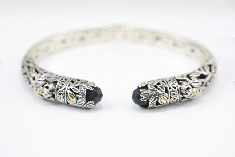 Robert Manse Sterling Silver & 18K Gold Blue Chalcedony Bracelet