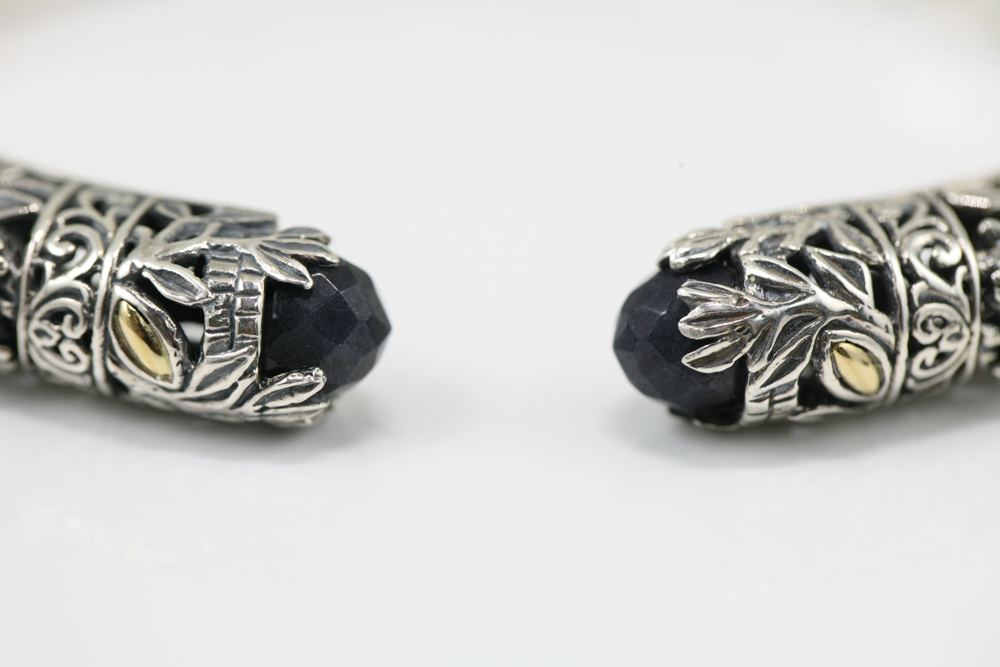 Robert Manse Sterling Silver & 18K Gold Blue Chalcedony Bracelet