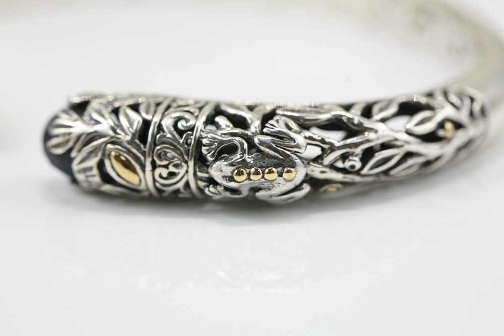 Robert Manse Sterling Silver & 18K Gold Blue Chalcedony Bracelet