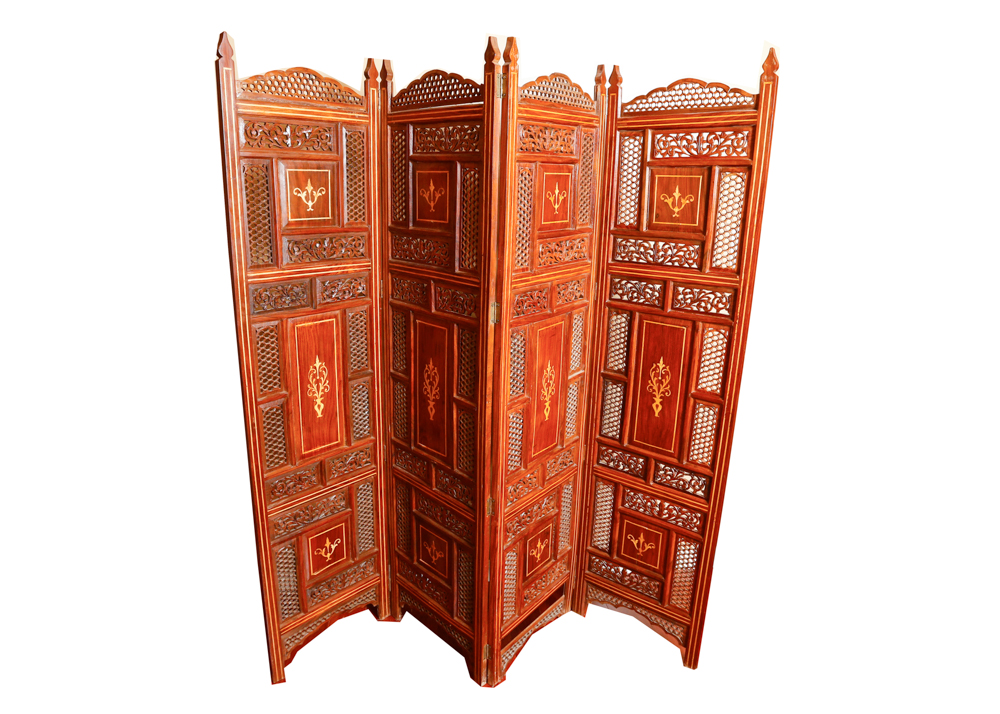 Vintage Carved Rosewood Dressing Screen