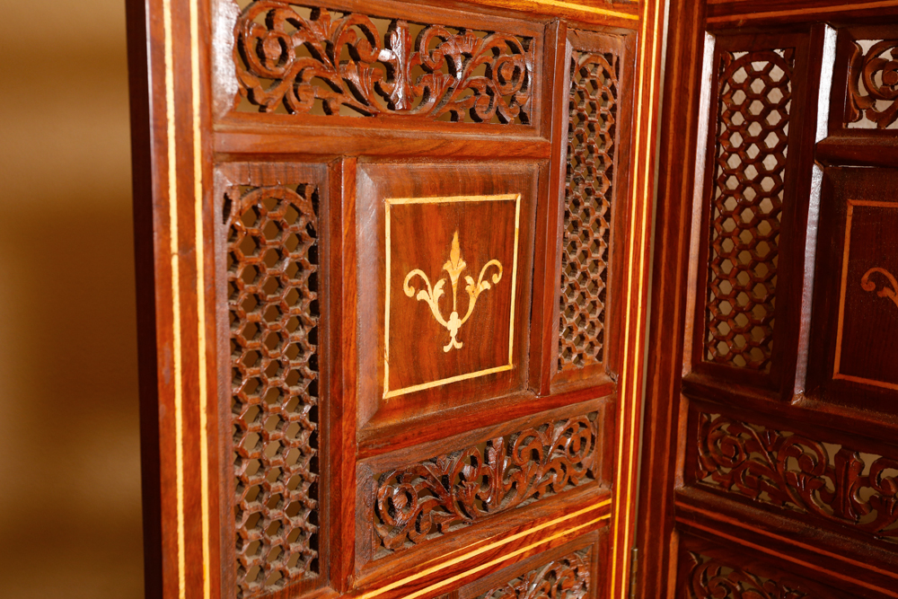 Vintage Carved Rosewood Dressing Screen