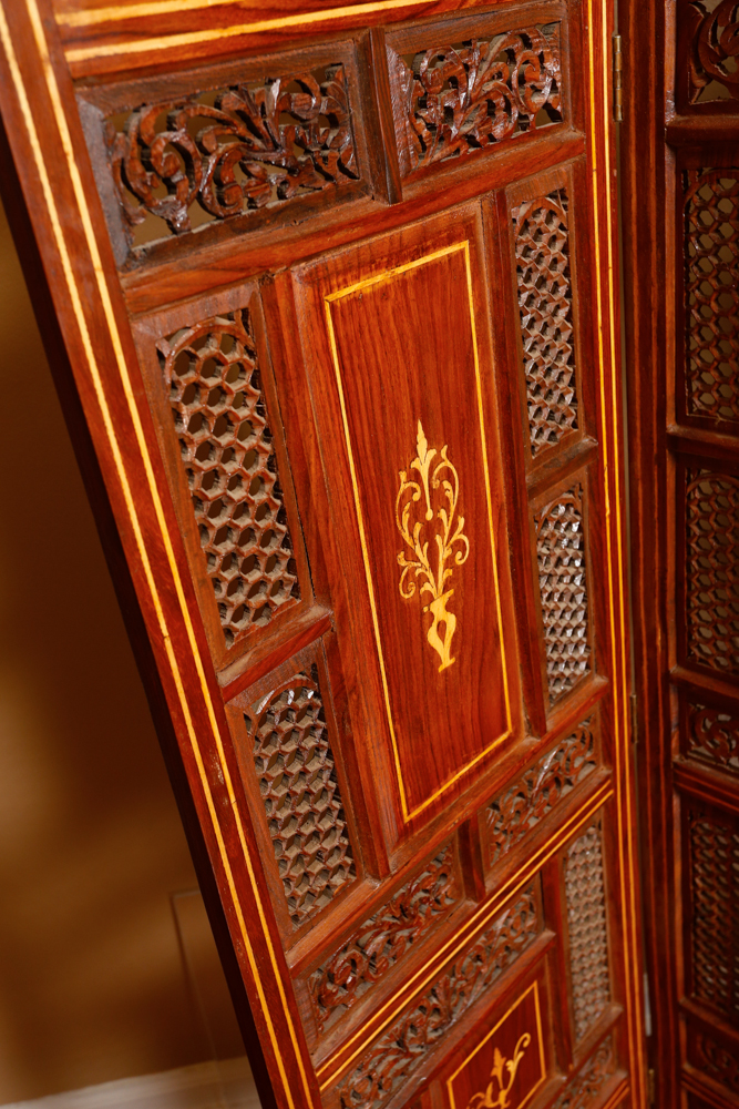 Vintage Carved Rosewood Dressing Screen