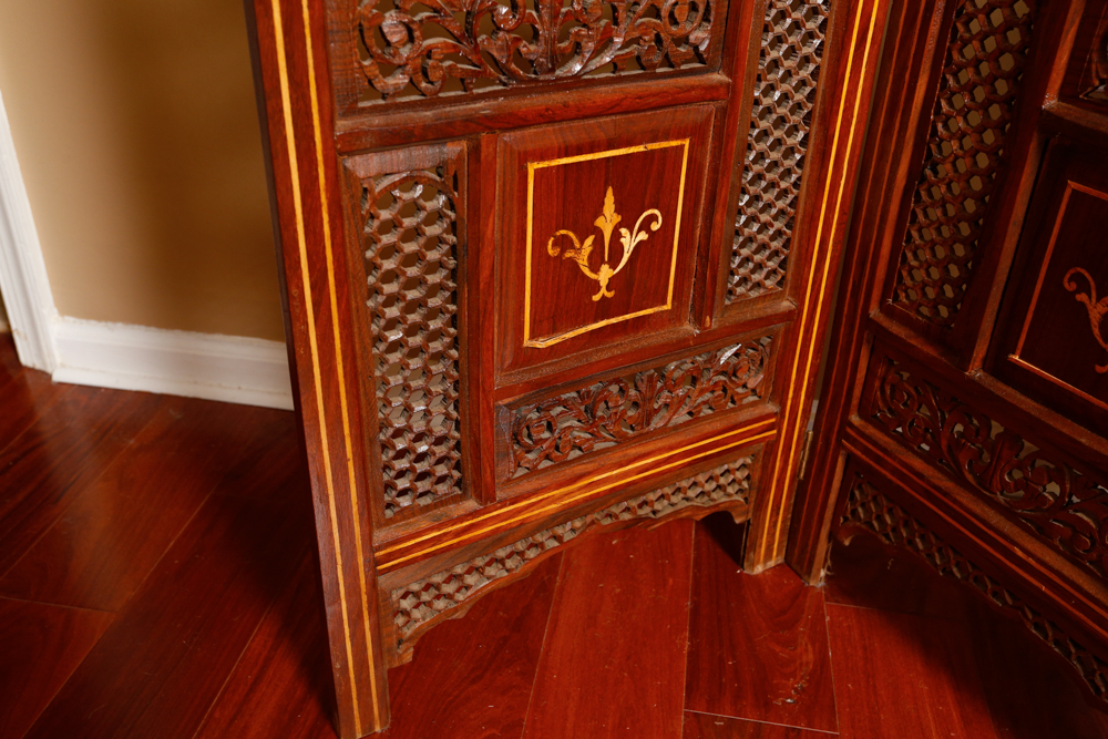 Vintage Carved Rosewood Dressing Screen