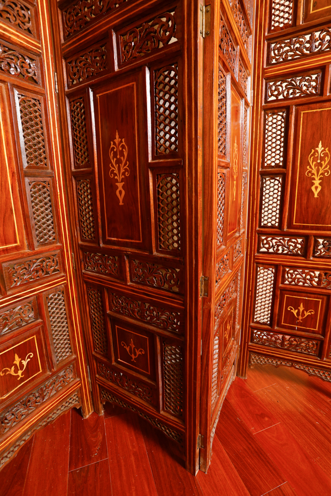 Vintage Carved Rosewood Dressing Screen