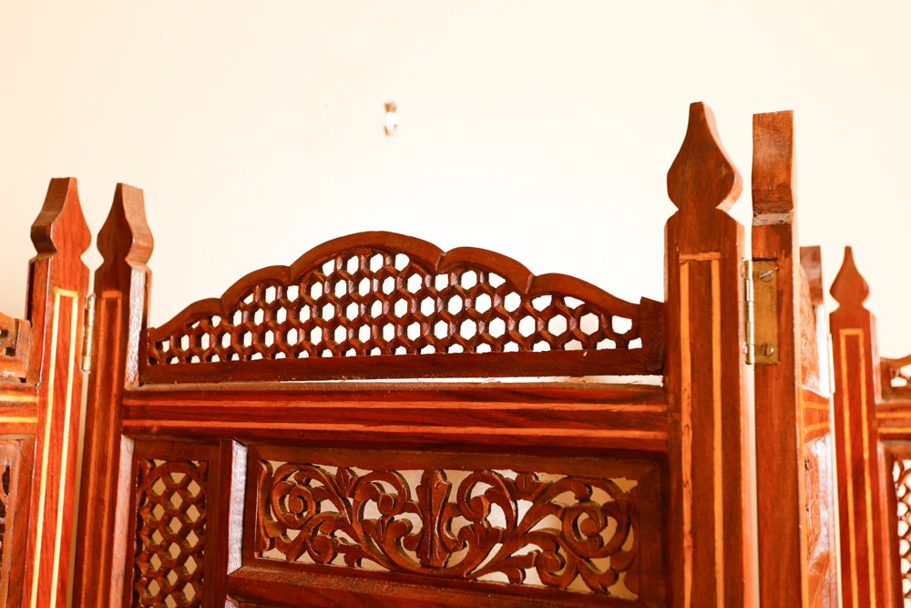 Vintage Carved Rosewood Dressing Screen