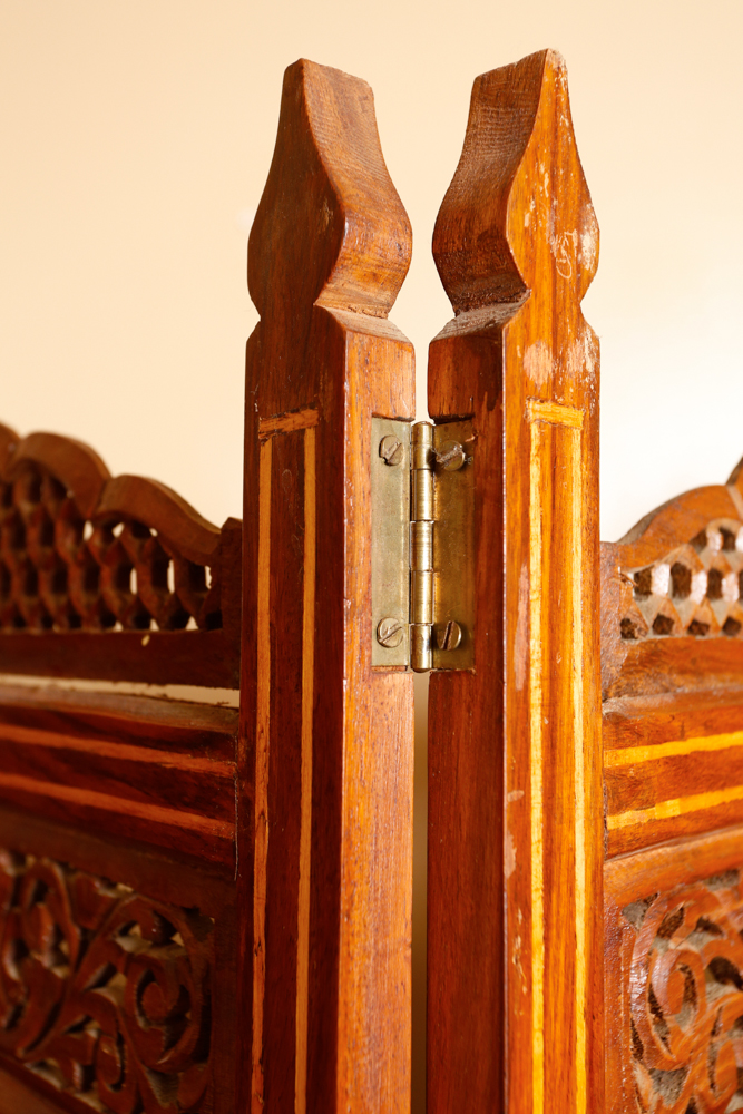 Vintage Carved Rosewood Dressing Screen