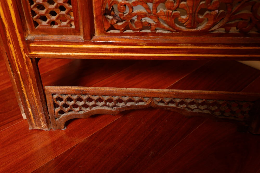 Vintage Carved Rosewood Dressing Screen