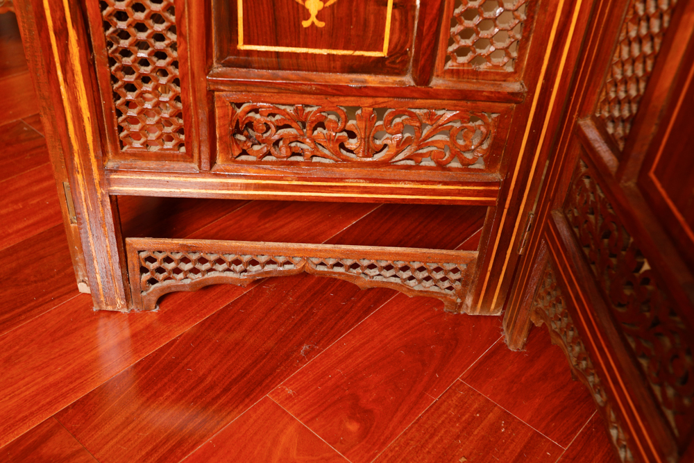 Vintage Carved Rosewood Dressing Screen