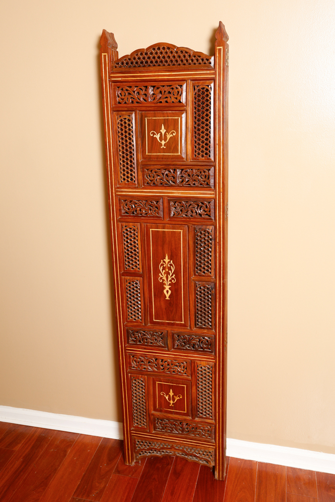 Vintage Carved Rosewood Dressing Screen