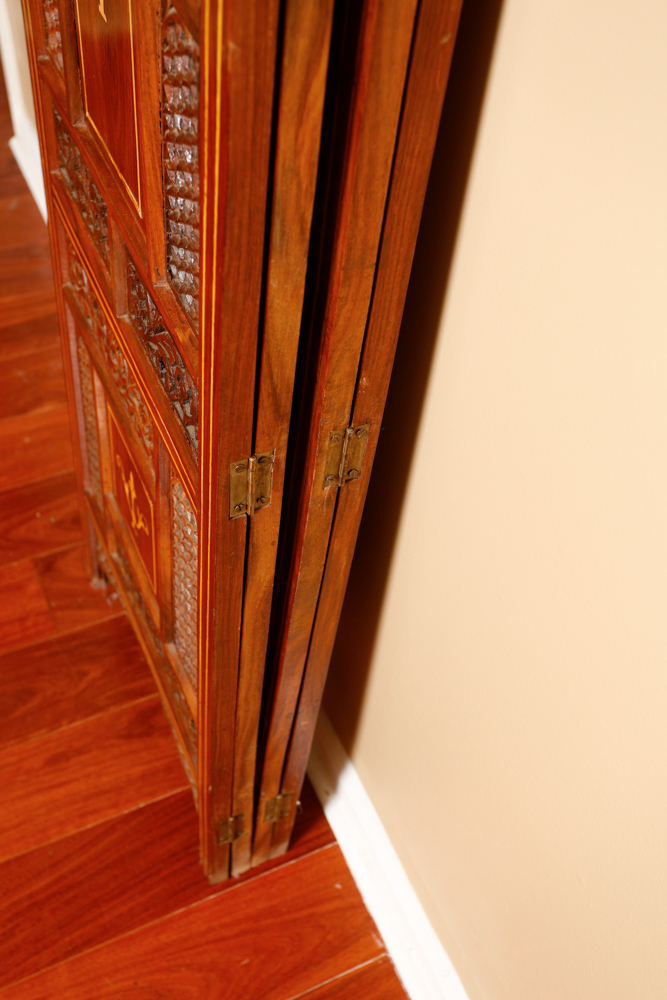 Vintage Carved Rosewood Dressing Screen