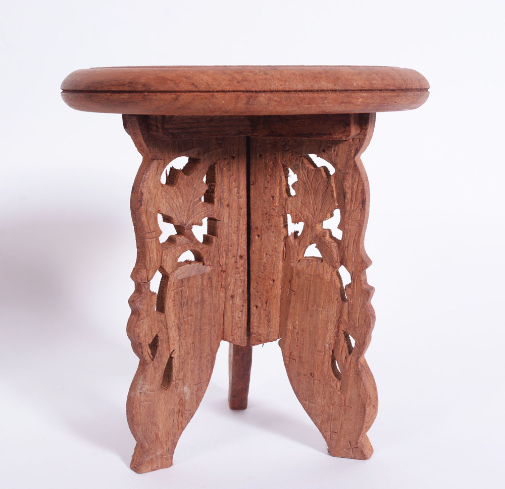 Bisque Urn, Green Pottery and Carved Stand