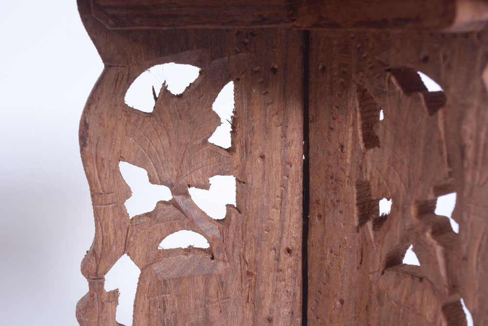 Bisque Urn, Green Pottery and Carved Stand