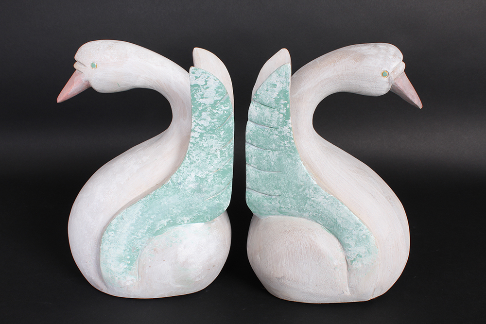 Pair of Decorative Wooden Swans