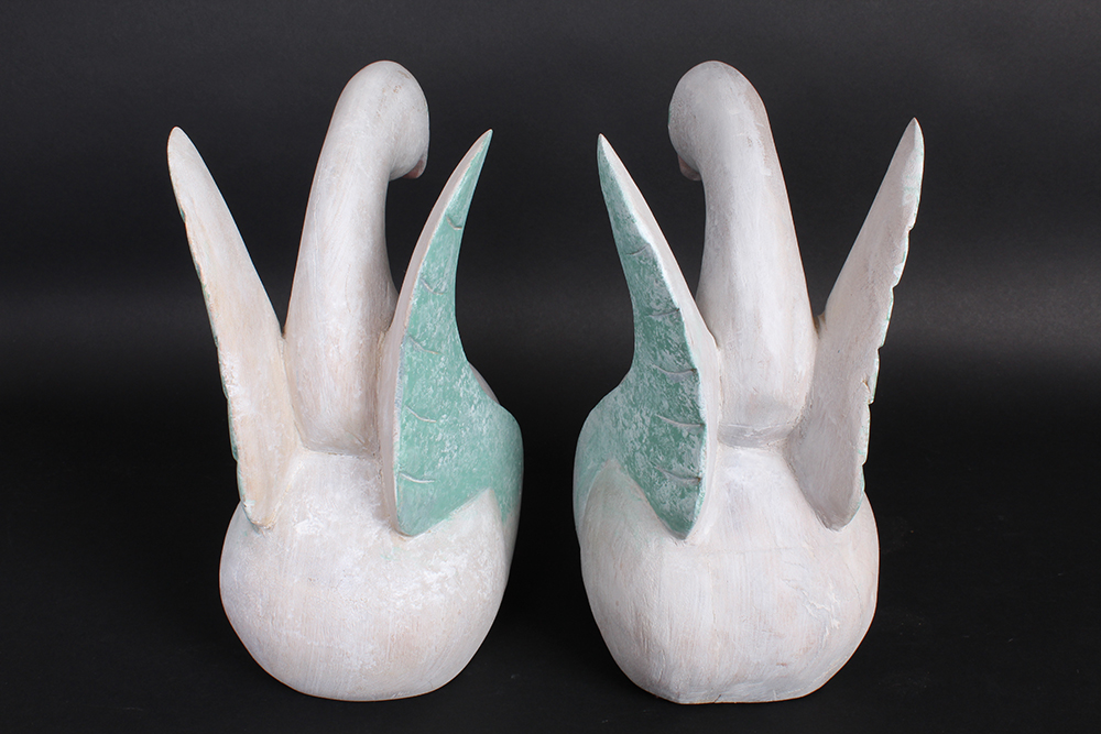 Pair of Decorative Wooden Swans