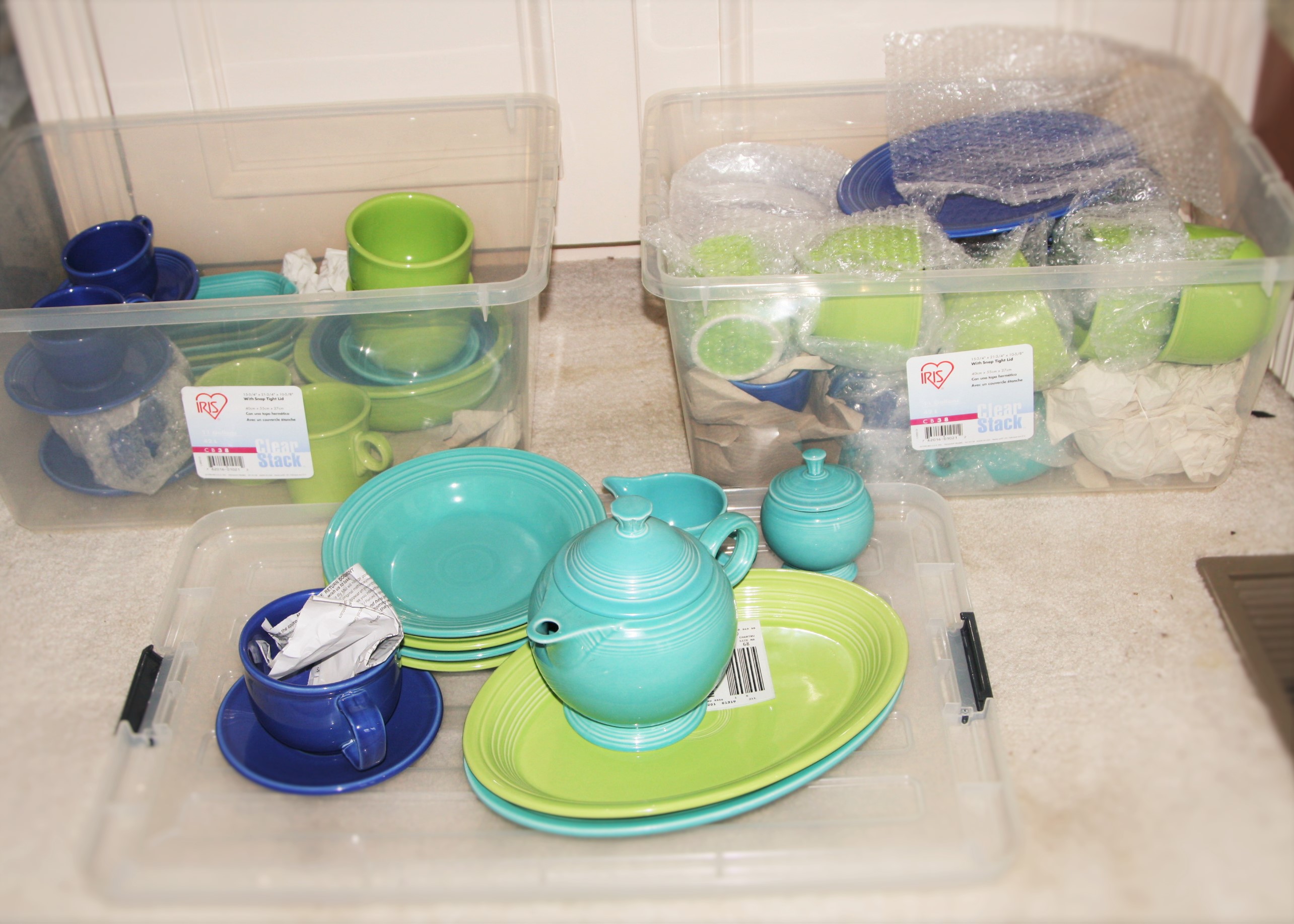 Fiestaware Collection in Sapphire, Chartreuse and Turqoise
