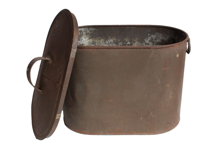 Pair of Metal Coal Bins and Lantern