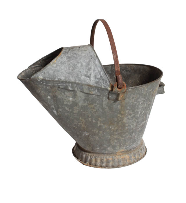 Pair of Metal Coal Bins and Lantern