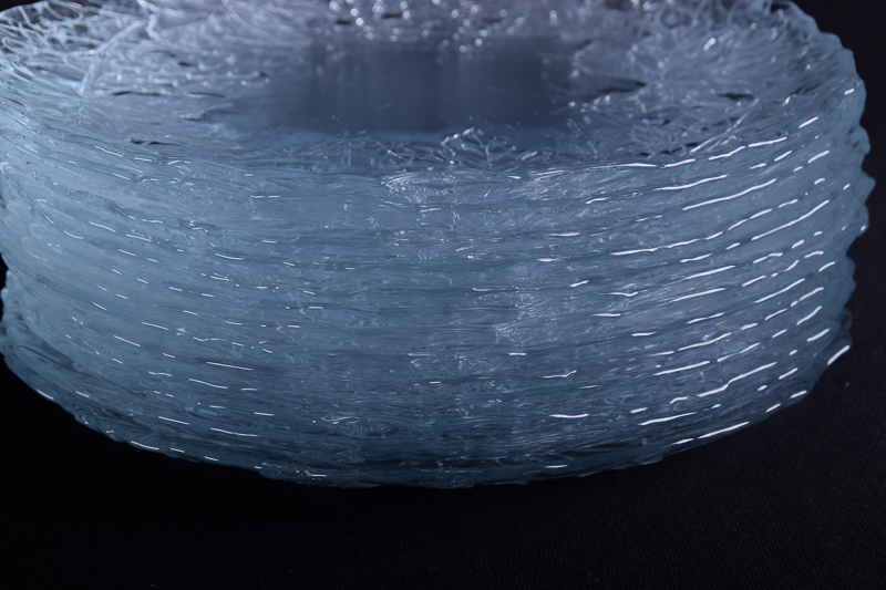 Set of Pressed Glass Plates and Dessert Bowls