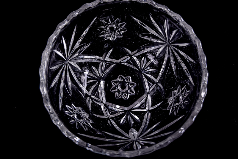 Set of Pressed Glass Plates and Dessert Bowls