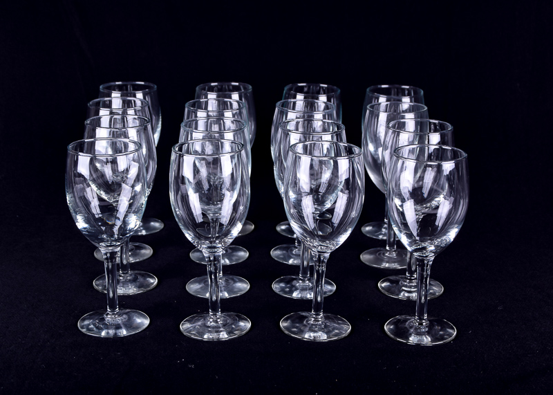 Set of Sixteen Stemmed Wine Glasses