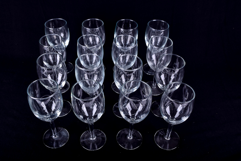 Set of Sixteen Stemmed Wine Glasses