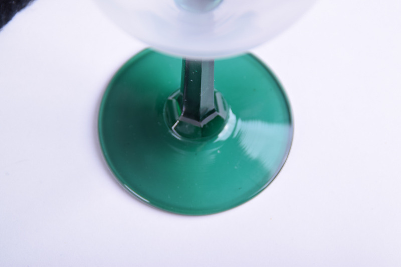 Set of Twelve Green Stemmed Wine Glasses