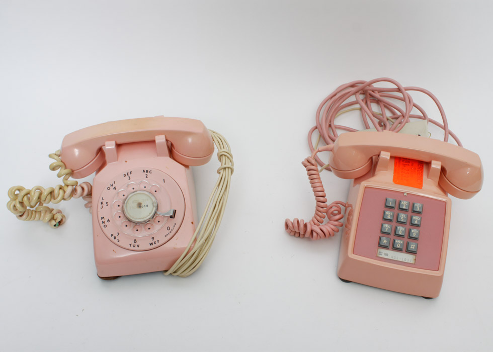 Vintage Pink Telephone Pair