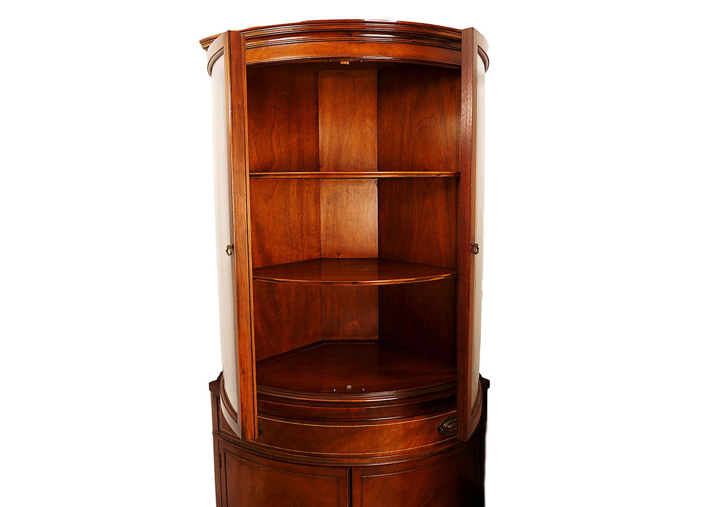 Matching Mahogany Bow Front Corner Cabinets