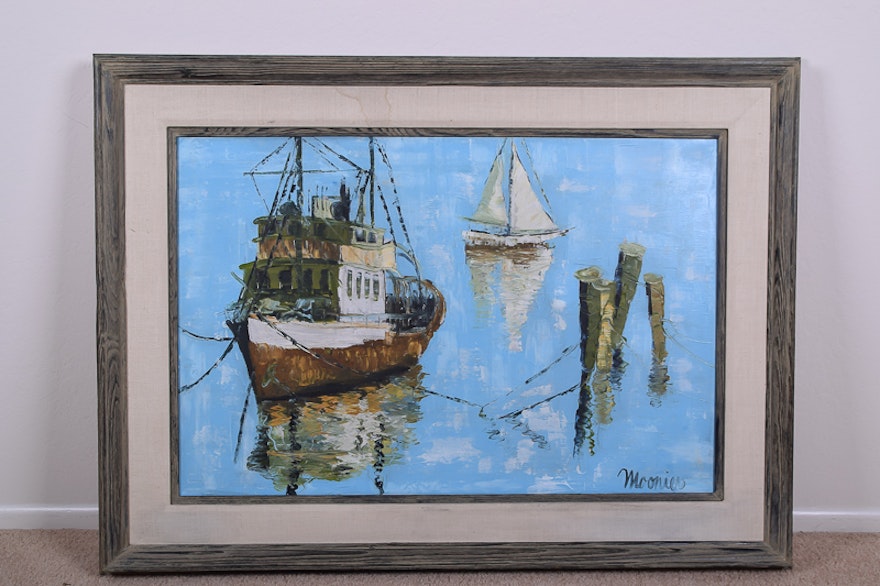 Nautical Oil on Canvas Painting by Sylvia Moonier