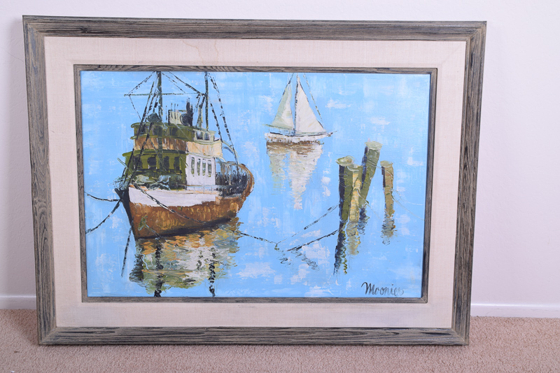 Nautical Oil on Canvas Painting by Sylvia Moonier