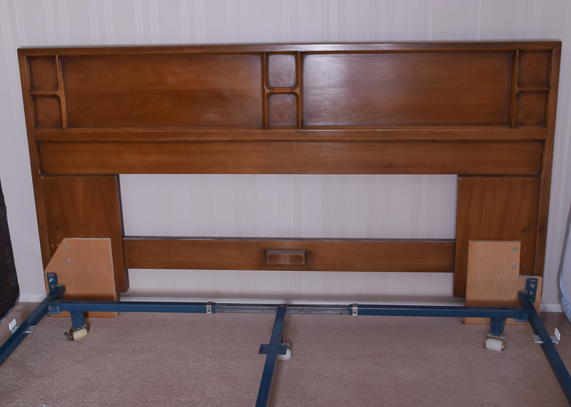 King Size Mid Century Modern Headboard and Bed Frame