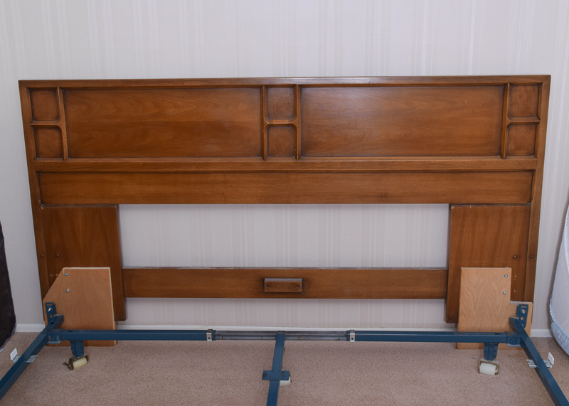 King Size Mid Century Modern Headboard and Bed Frame