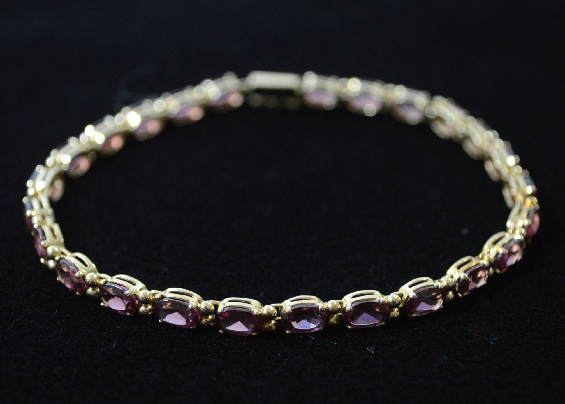 14K Yellow Gold Garnet Tennis Bracelet