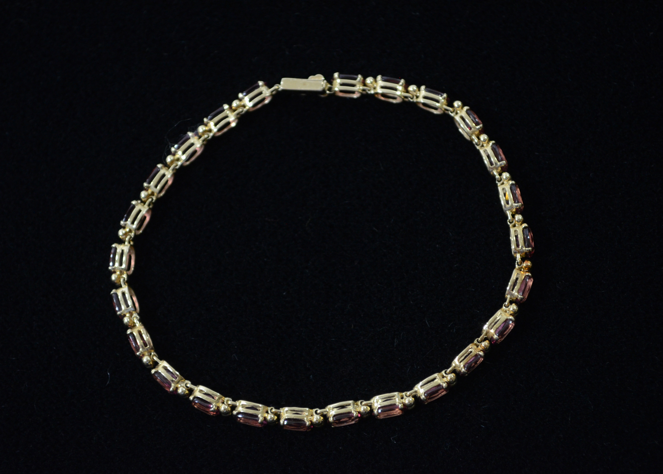 14K Yellow Gold Garnet Tennis Bracelet