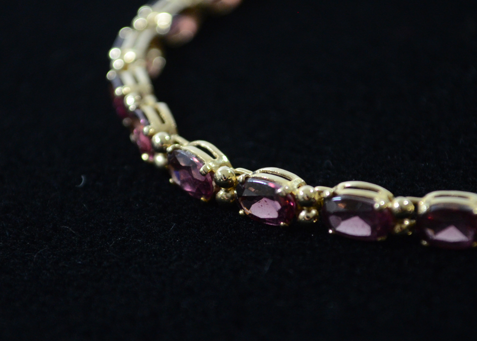 14K Yellow Gold Garnet Tennis Bracelet