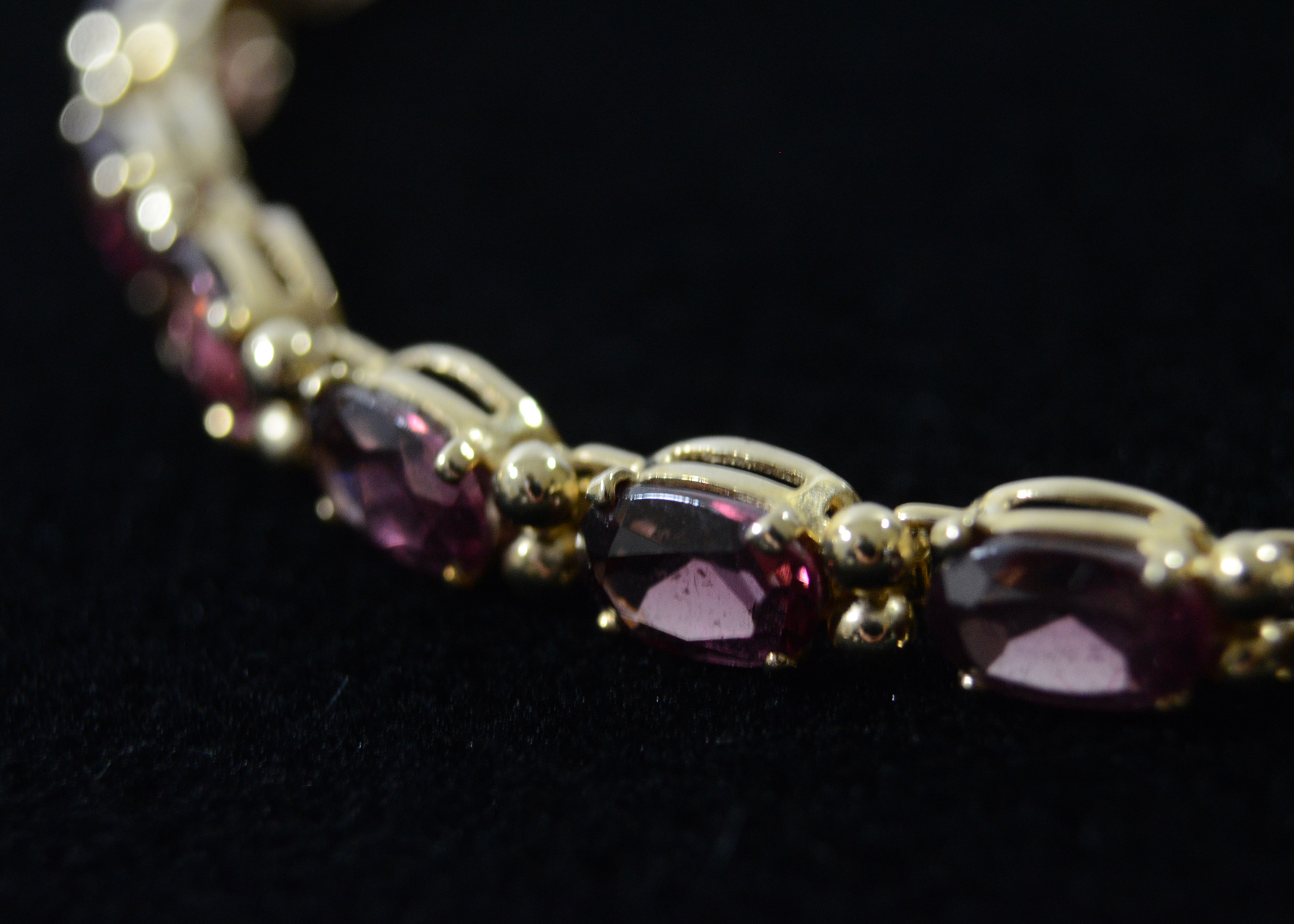 14K Yellow Gold Garnet Tennis Bracelet