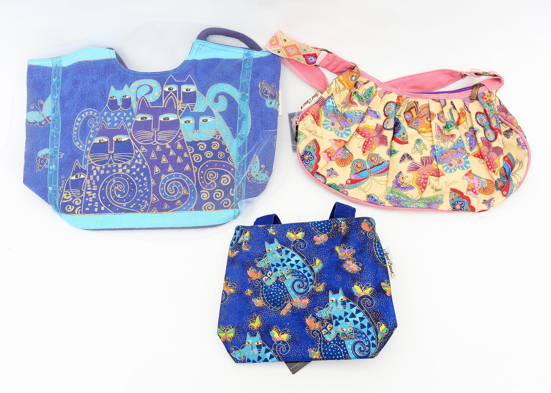 Trio of Laurel Burch Hand Painted Bags