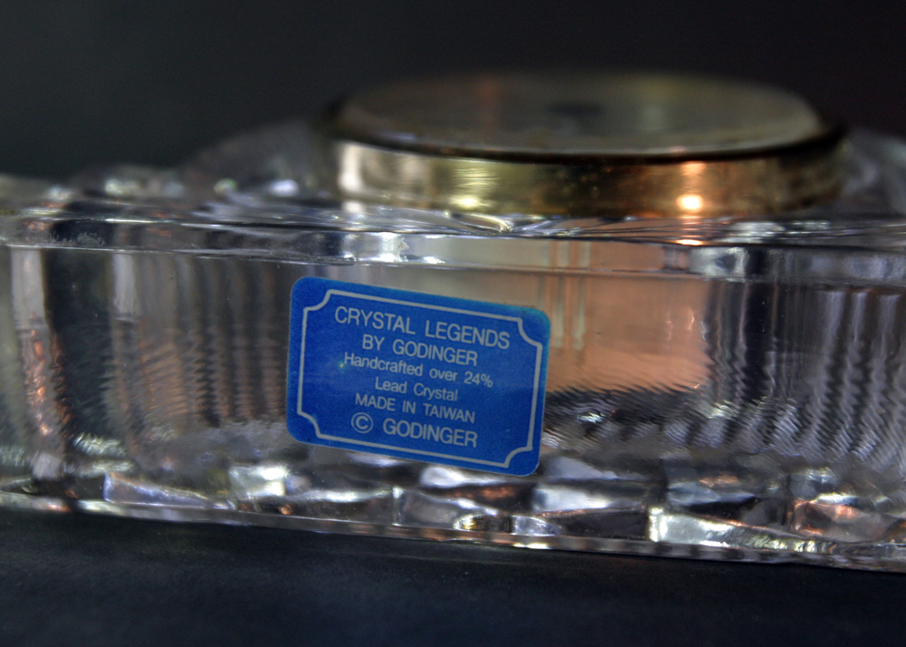 Cut Crystal Mantel Clock and Compotes