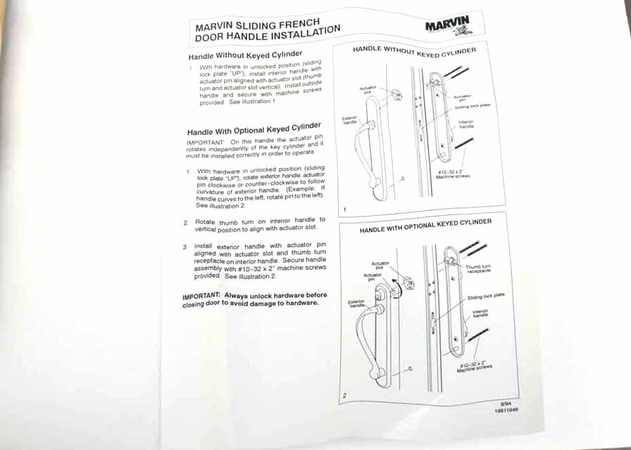 Brass Sliding French Door Handles