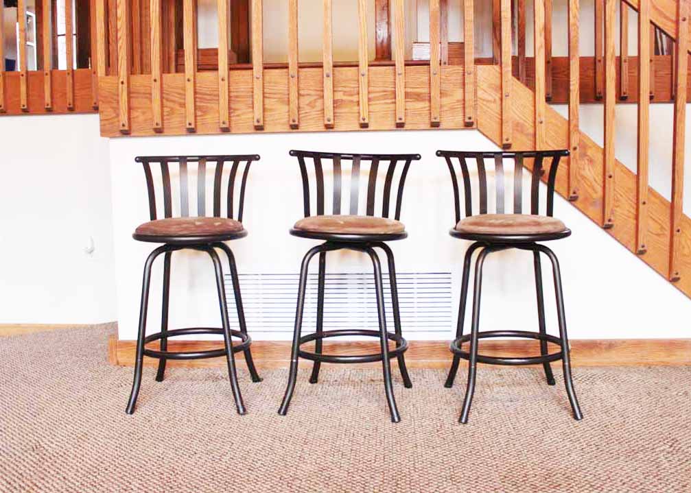 Trio of Slat Back Bar Stools