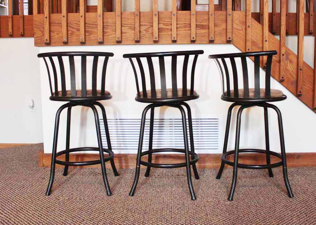 Trio of Slat Back Bar Stools