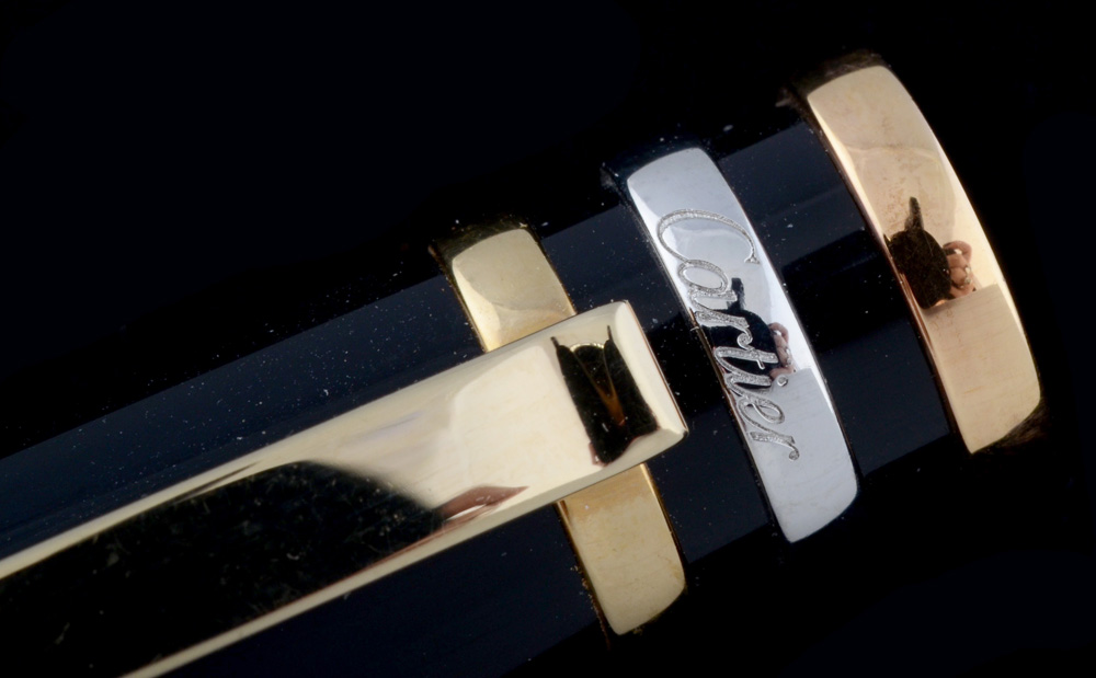 Cartier "Trinity" Black Lacquer and Gold Plated Pen