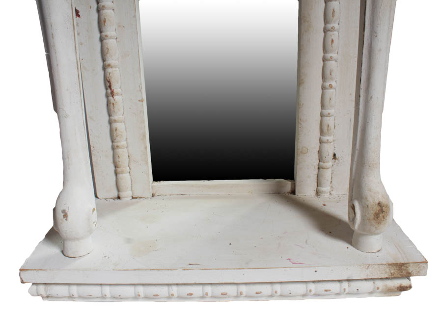 Black Cabinet with Saber Legs and White Mirror Shelf