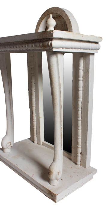 Black Cabinet with Saber Legs and White Mirror Shelf