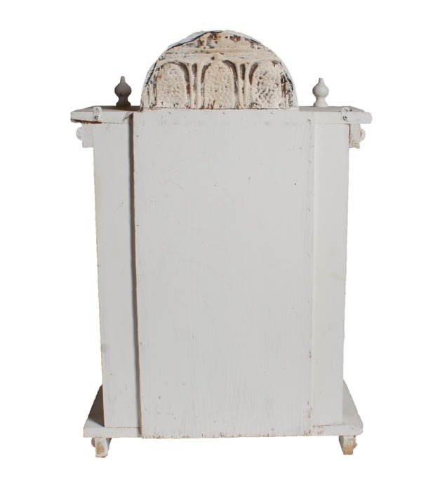 Black Cabinet with Saber Legs and White Mirror Shelf