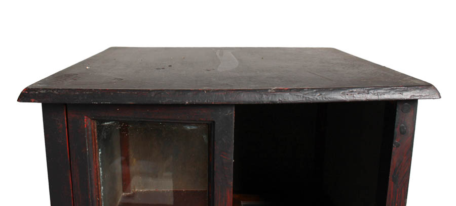 Black Cabinet with Saber Legs and White Mirror Shelf