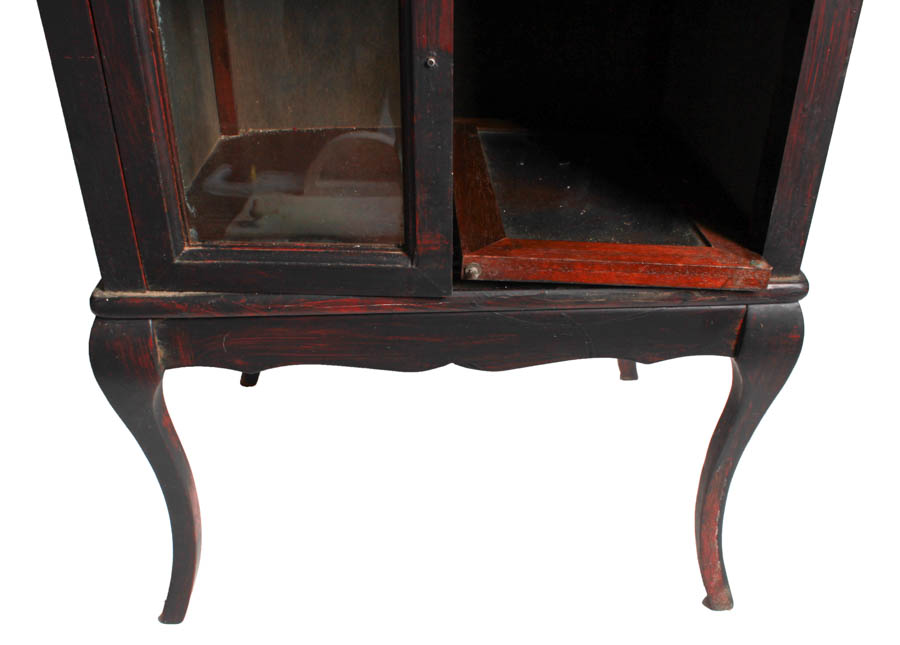 Black Cabinet with Saber Legs and White Mirror Shelf