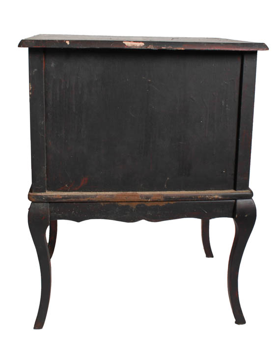 Black Cabinet with Saber Legs and White Mirror Shelf